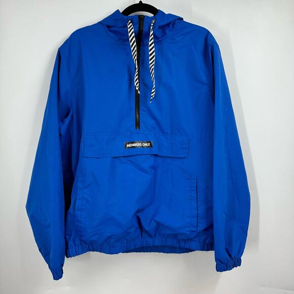 Members Only Solid Popover Windbreaker Large‎ Blue Black - Picture 5 of 11